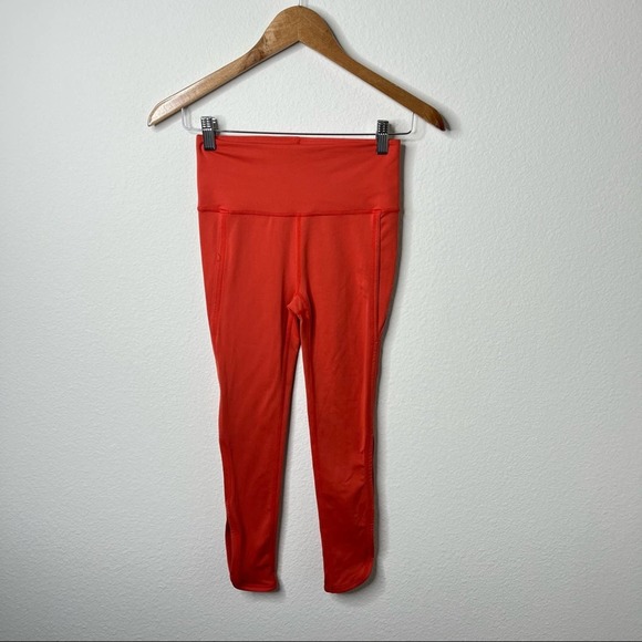 Free People Movement Coral Red Side Cutout High Waist Leggings Active Workout XS - Picture 2 of 10